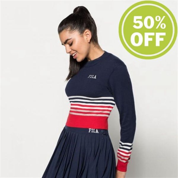 Fila Rollneck Knit Shirt Mariah Wmn Women's Sweatshirts - Blue/Red/White,NZ 720-36072